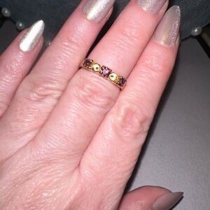 18 K GF Ring with Purple Gemstones - Women Jewelry